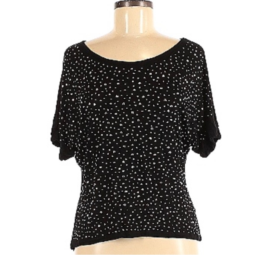 INC Black Bling Top - Dress up Jeans or Great for the Holidays - size Med